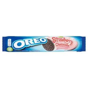Oreo Strawberry Cheesecake, biscotti al cacao con crema al cheesecake alla fragola 154g