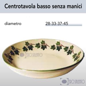 Centrotavola basso Porta Frutta senza manici in Terracotta Ceramica decoro Edera