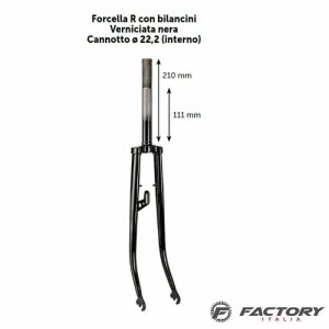 Forcella bici freni a bacchetta a bilancini 28″ nera