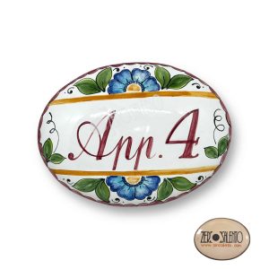 Targhe personalizzate in ceramica dipinte a mano – modello ovale Floreale