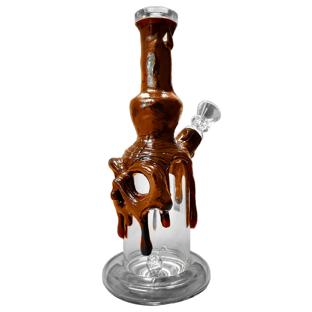 Urban Crew Brown Skull Bong in Argilla 22cm Realizzato a Mano - immagine 2